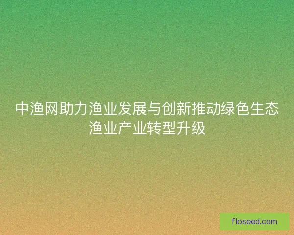 中渔网助力渔业发展与创新推动绿色生态渔业产业转型升级