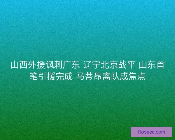 山西外援讽刺广东 辽宁北京战平 山东首笔引援完成 马蒂昂离队成焦点