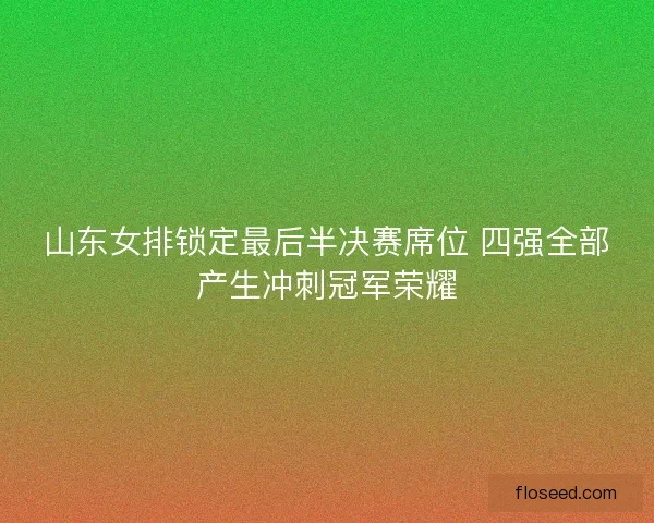 山东女排锁定最后半决赛席位 四强全部产生冲刺冠军荣耀